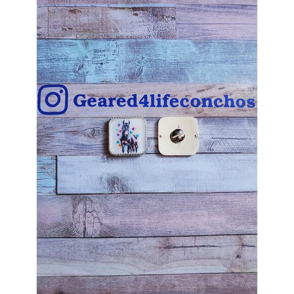 Floral mule conchos, custom conchos mule design tack, unique concho, diy belt - Picture 3 of 6